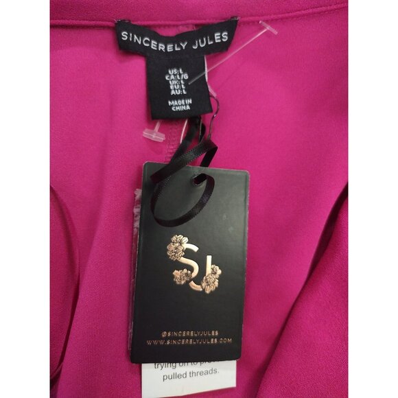 Sincerely Jules Womens Fuchsia Cropped Blazer W/ Rhinestone Fringe Detailing. - Picture 3 of 7